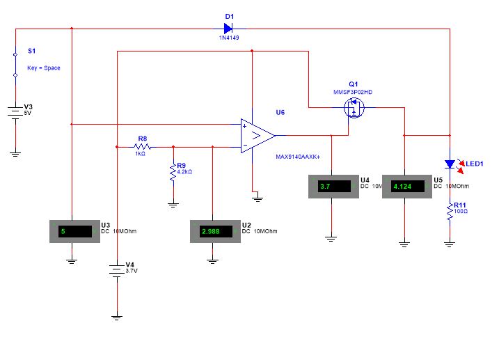 Switch closed and LED is getting power from 5V main supply.