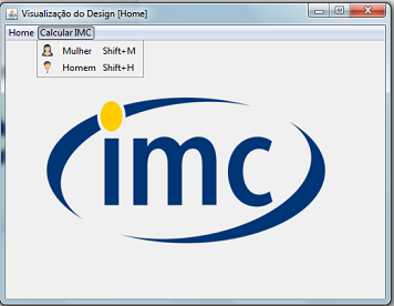 JFrame (Tela inicial) - Local onde seleciono o ícone para fazer o calculo do IMC