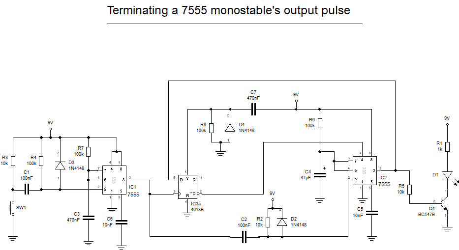 Terminating a monostable's output pulse