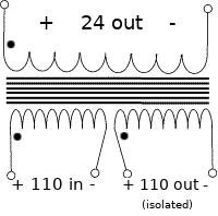 Diagram of transformer connections