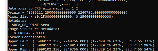 sample gdalinfo output