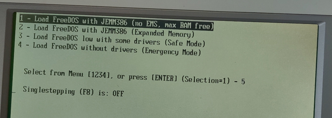 FreeDOS loading options