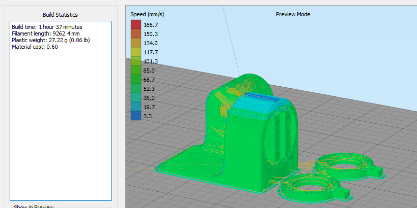 Example of print time estimation in Simplify3D