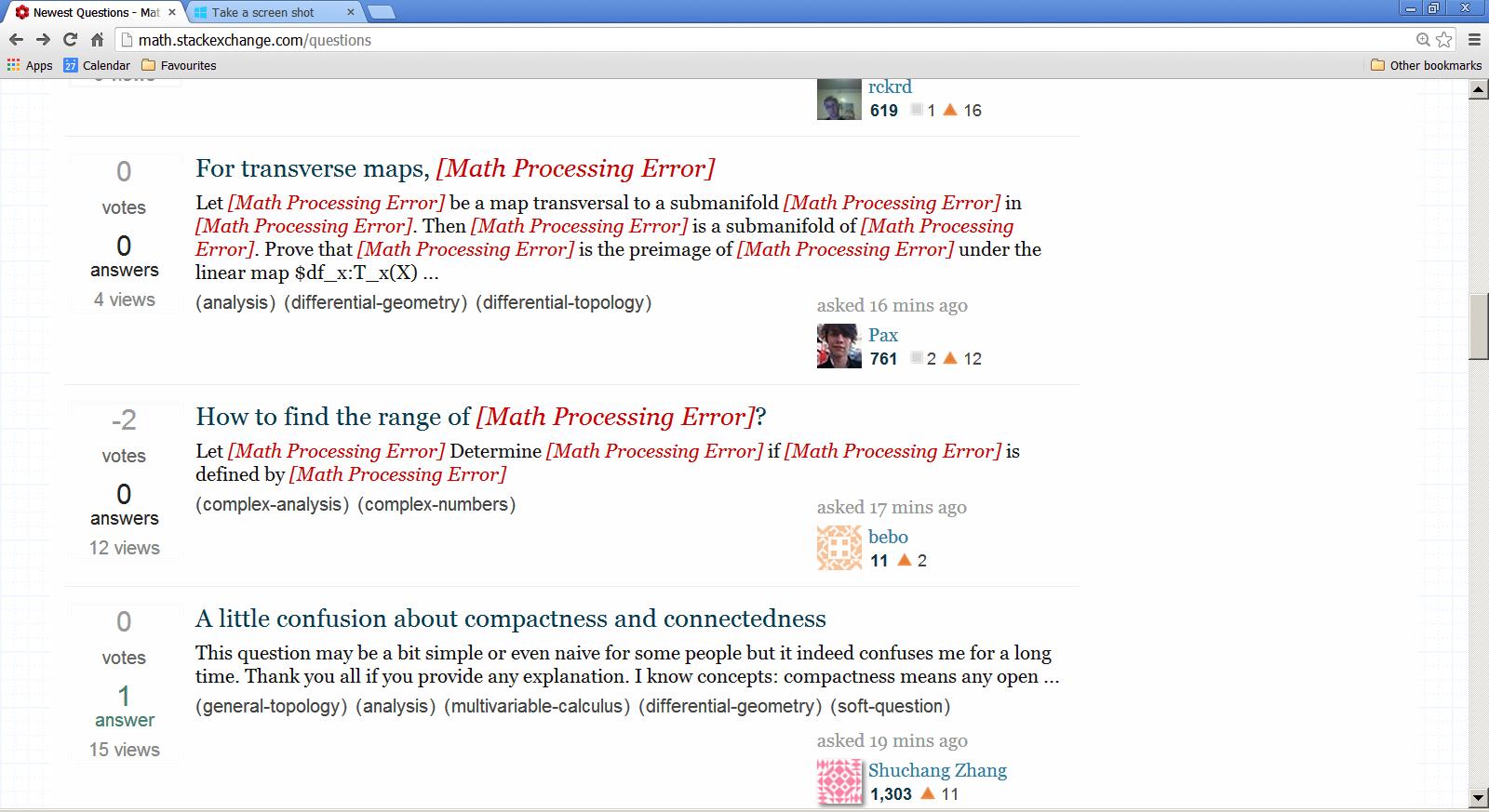 Screen shot of Mathjax behaving badly