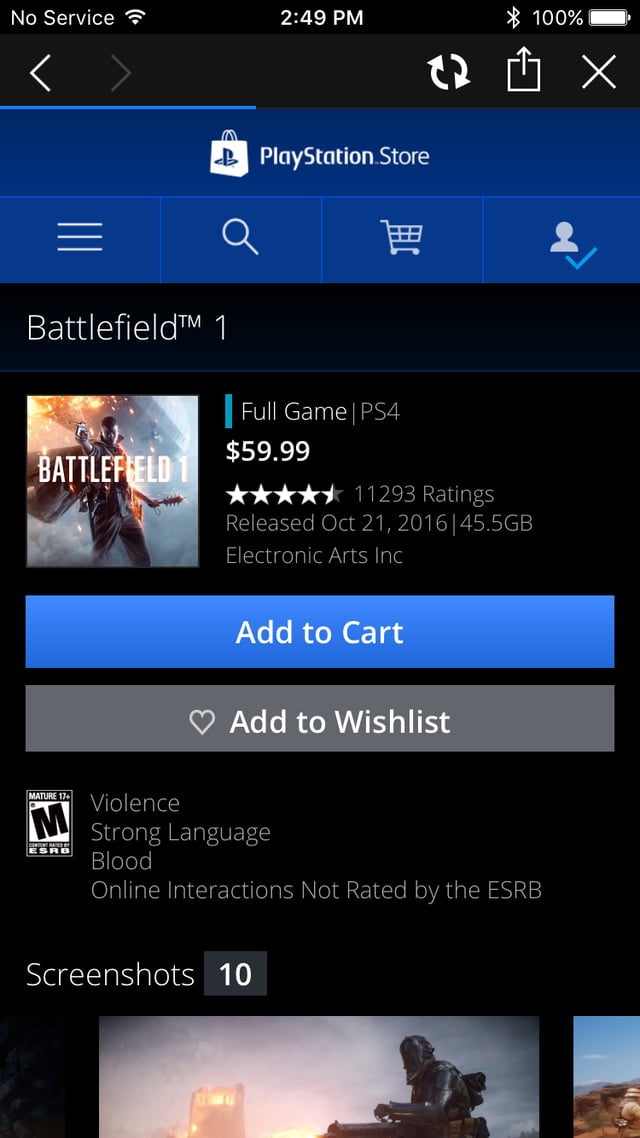 PSN Battlefield 1