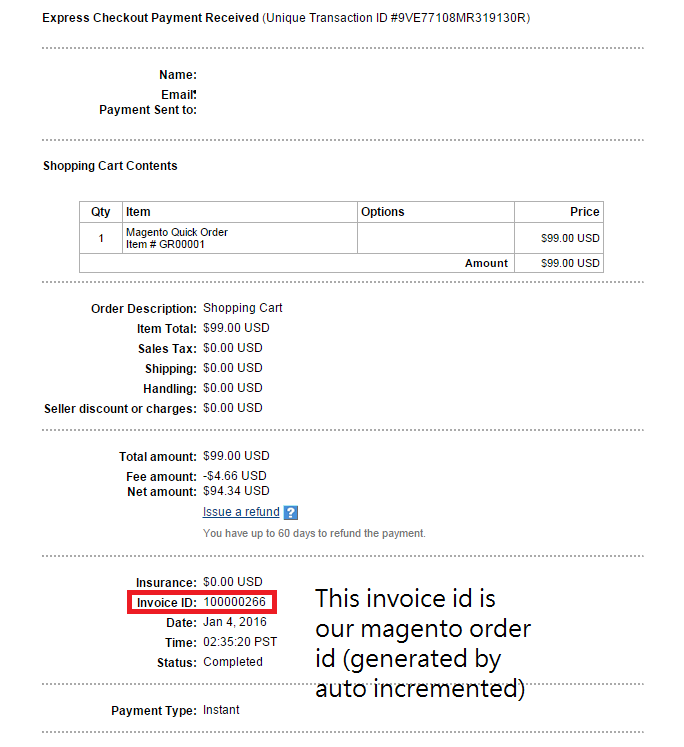 invoice id used magento auto increment id