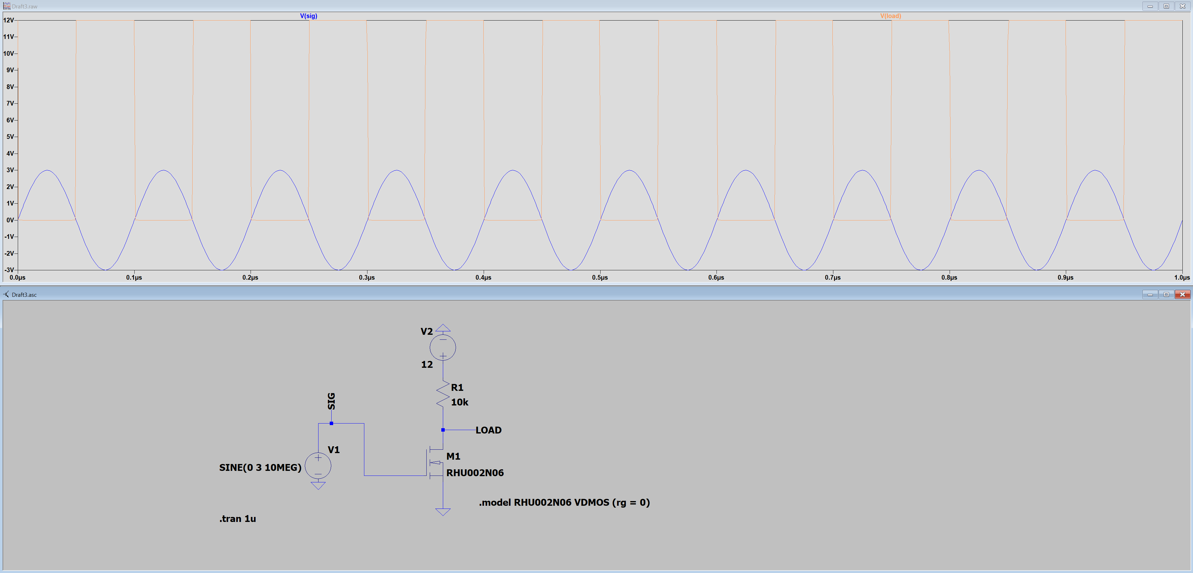 using mosfet model with gate resistance set to zero