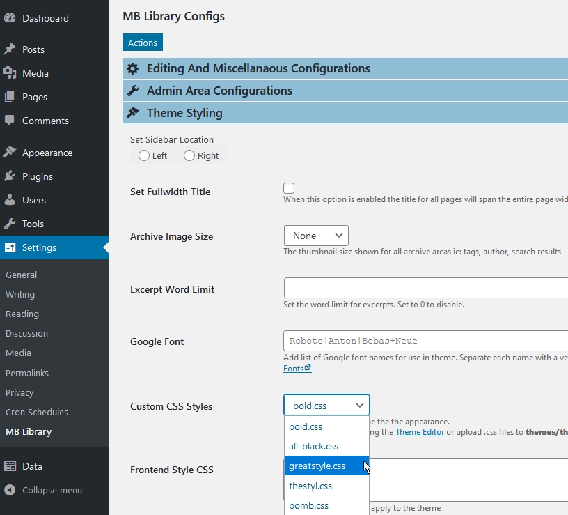 supporting plugin config