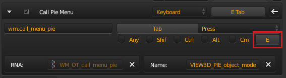 Altered keyboard shortcut