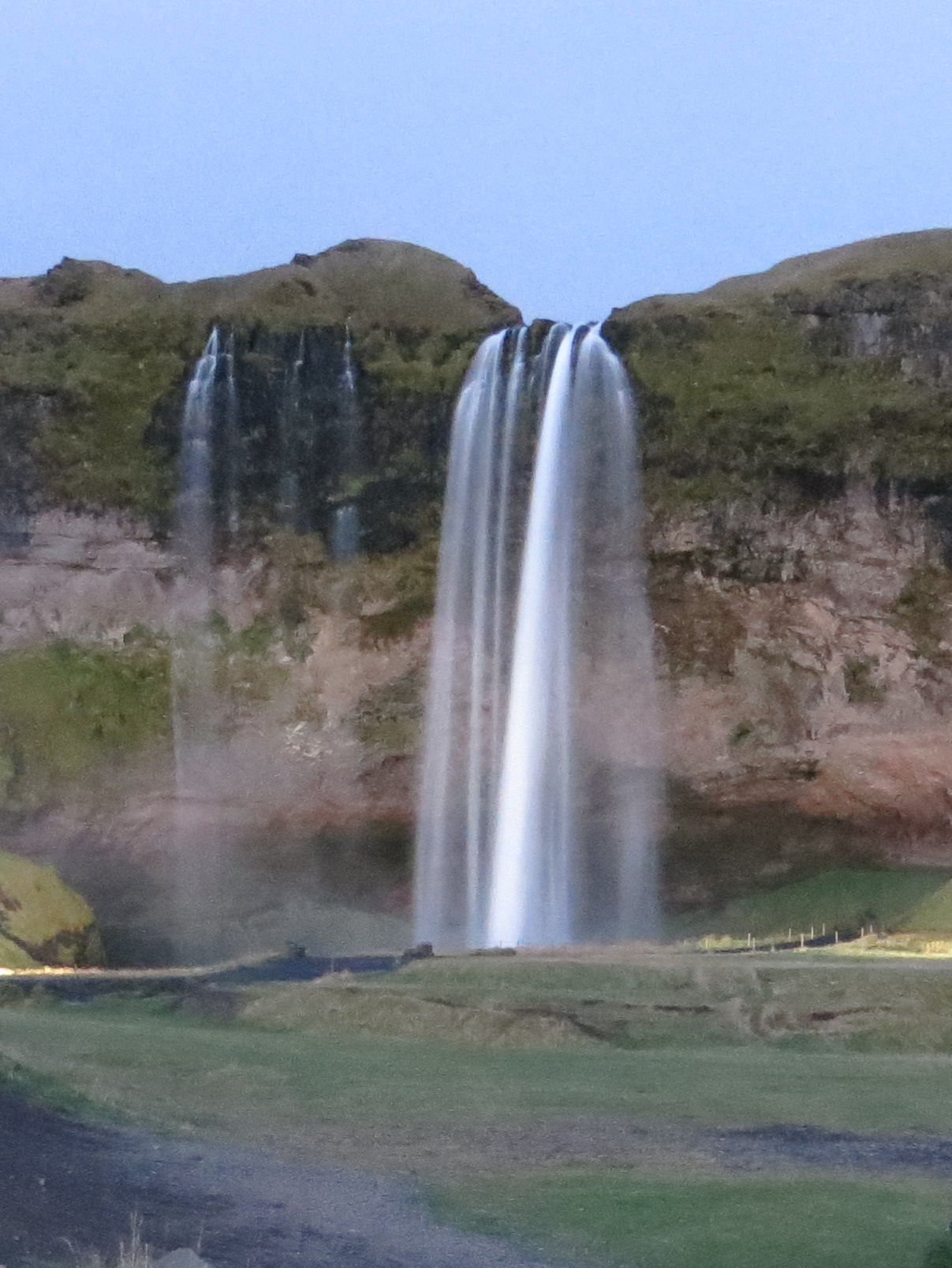 Water falling from a cliff face