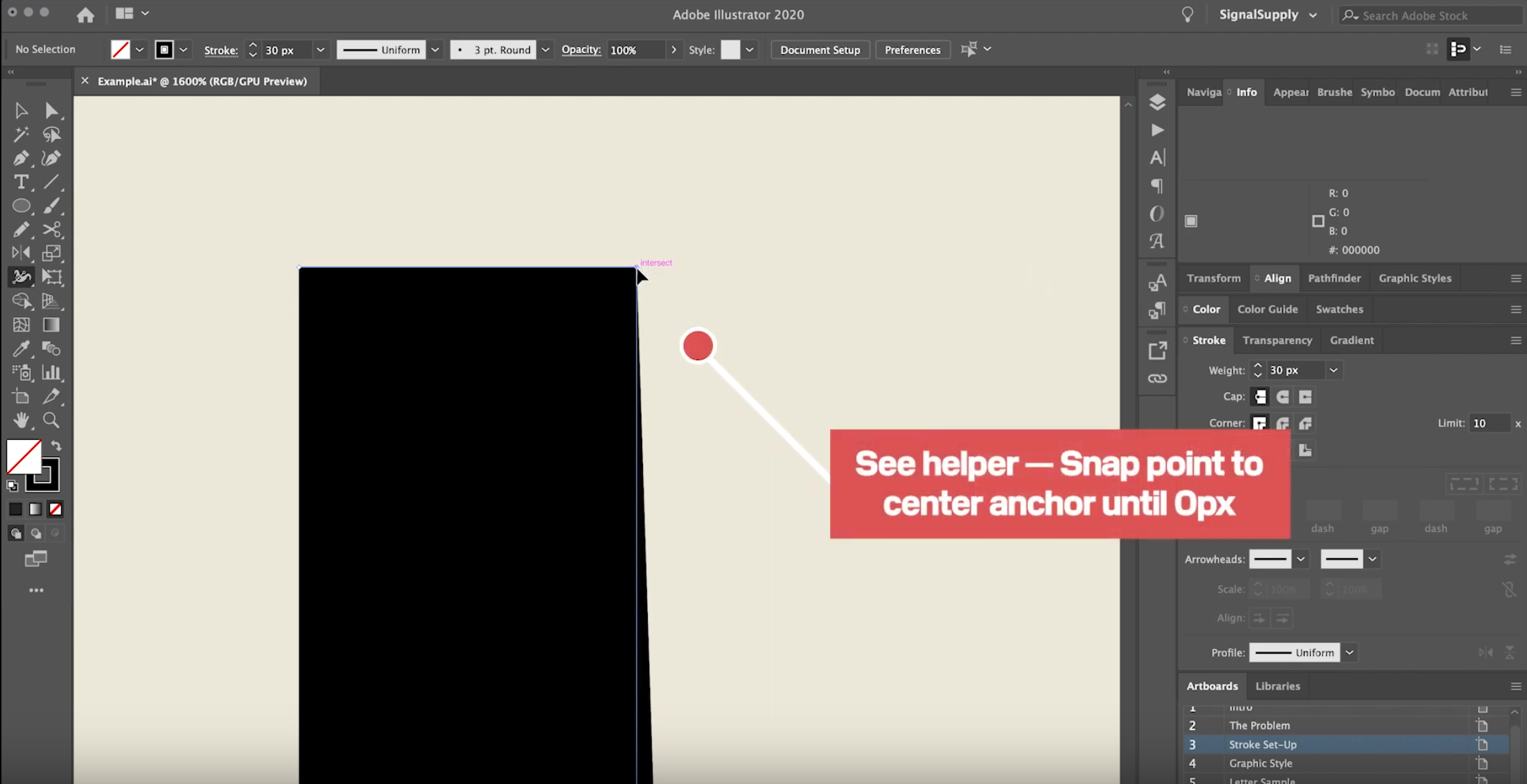 Using width tool to cut half of stroke