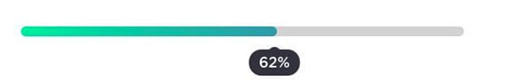 Stepless progress bar showing 62% progress