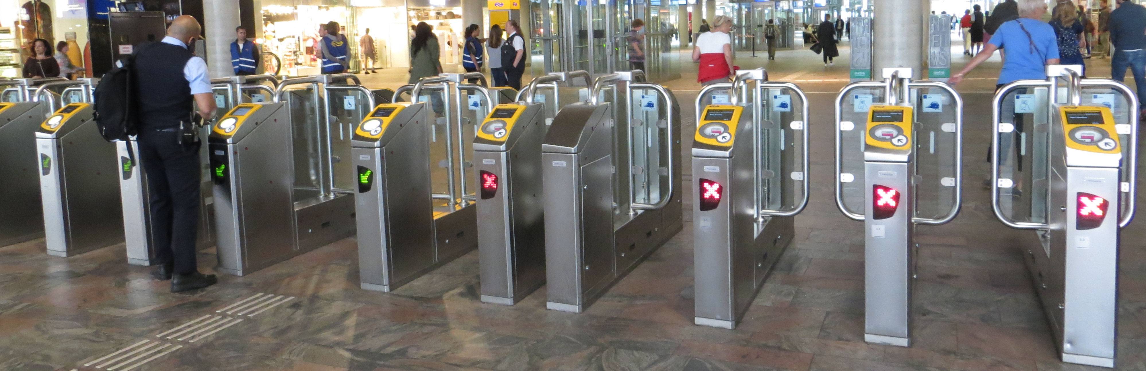 Closed gates at Rotterdam Centraal station.