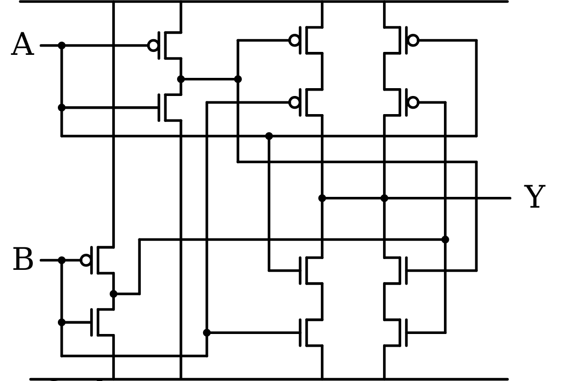 12-transistor XOR schematic