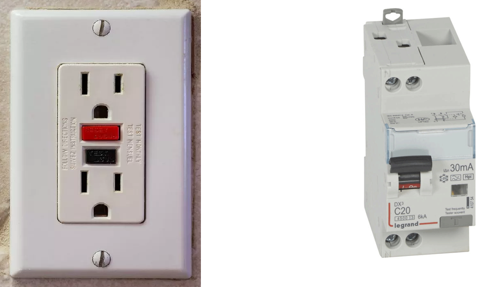 GFCI and differential circuit breaker