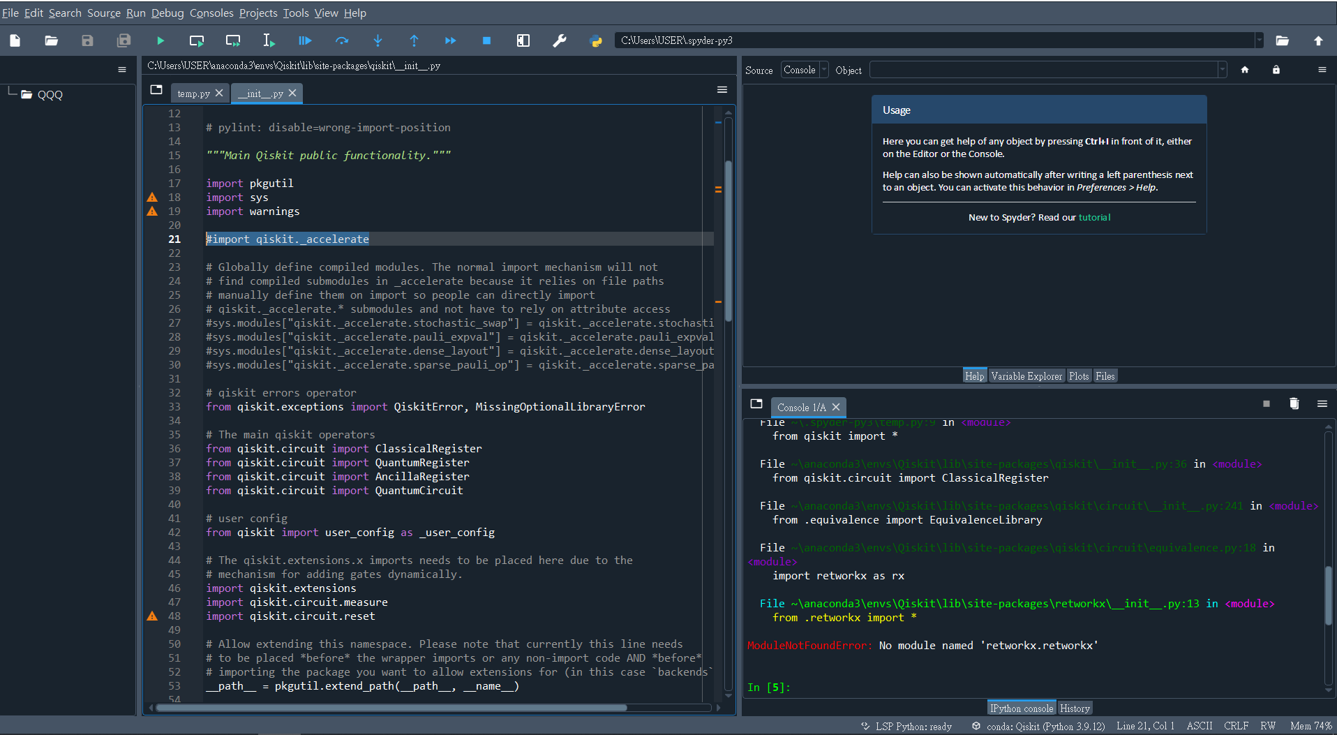 ModuleNotFoundError: No module named 'retworkx.retworkx'