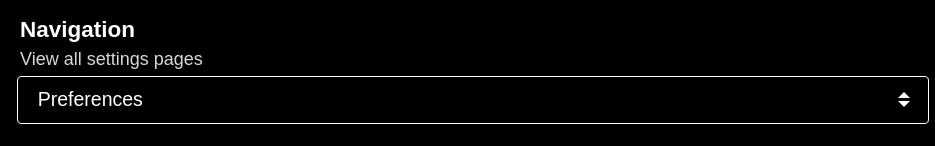 Dropdown in profile settings