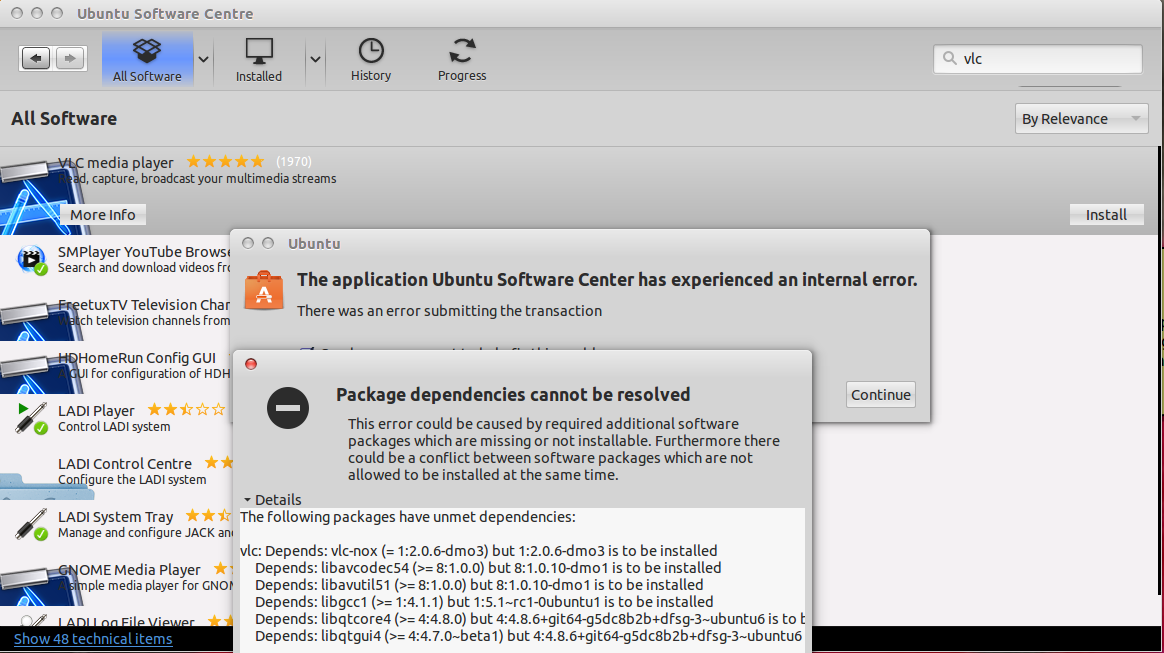 Installing VLC from the Ubuntu Software Center