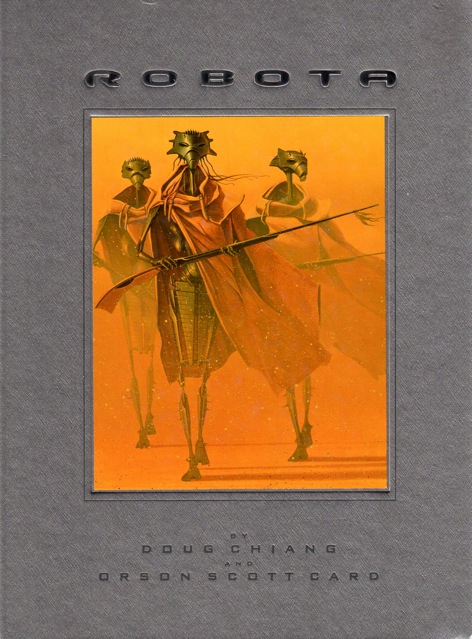 Cover of "Robota" showing three skeletal robots with guns and capes