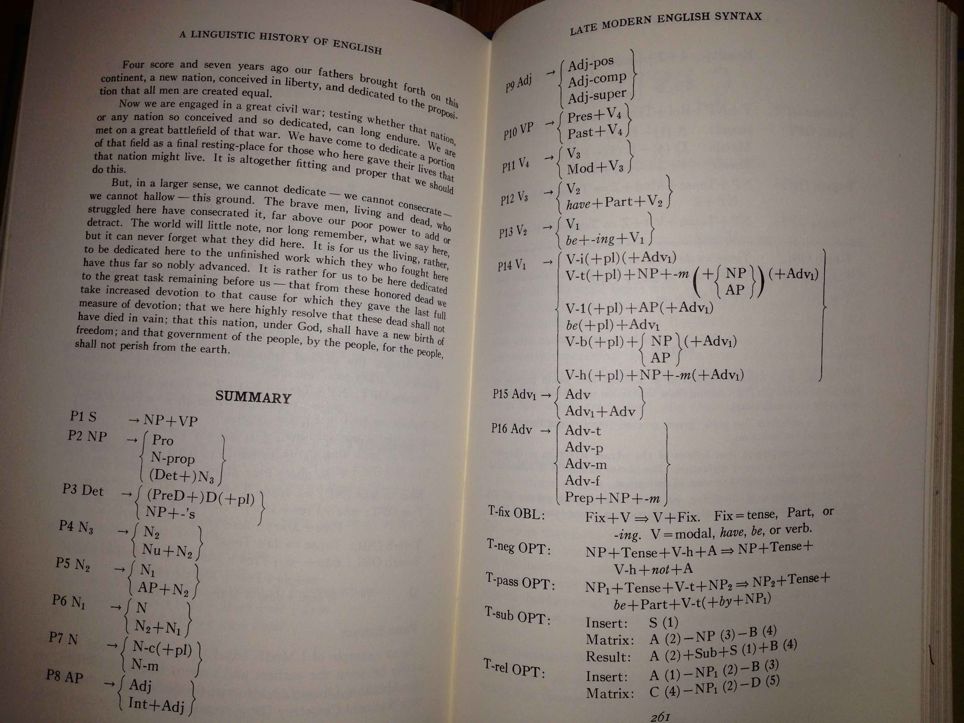 CFG and xforms of Late Modern English