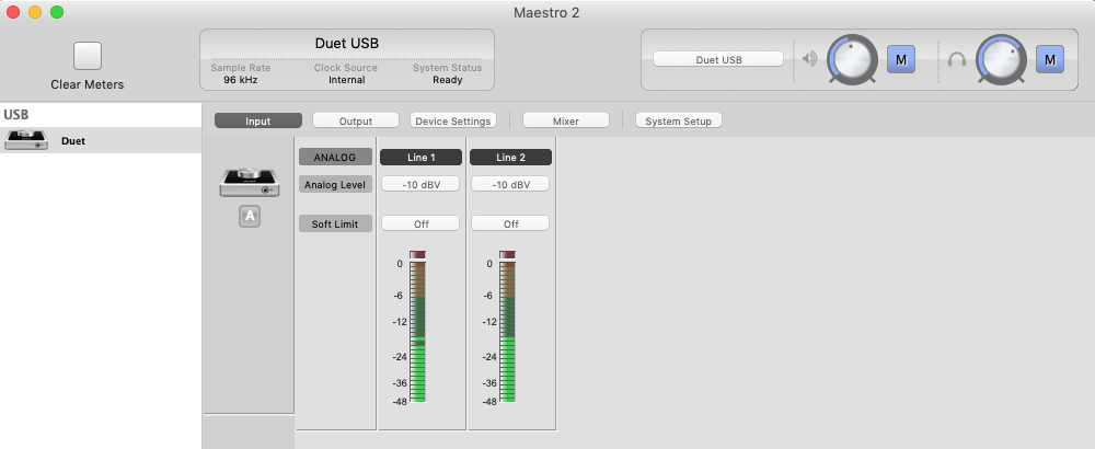 Maestro 2 input levels