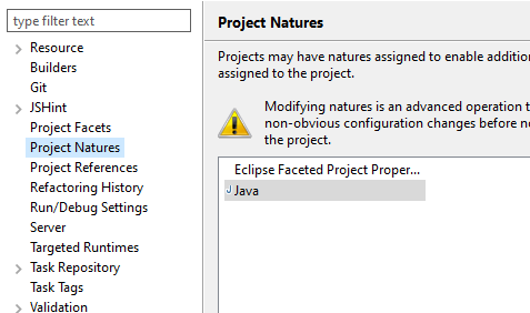 Eclipse project Natures