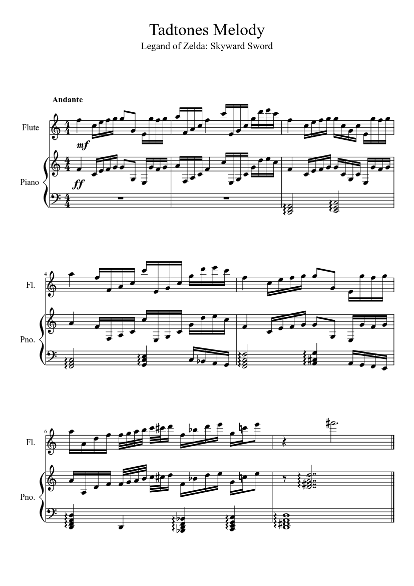 Tadtone score found on musescore.com