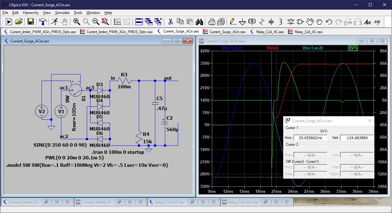 Surge current simulation 0 degrees