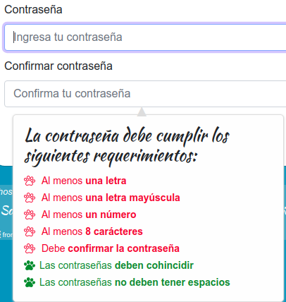 Ayuda validación complejidad contraseña