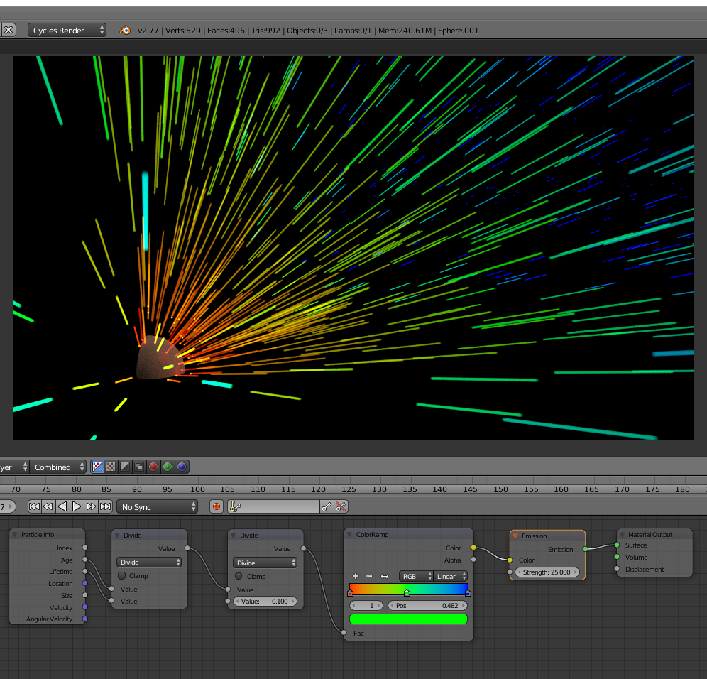 Particle colour change over time