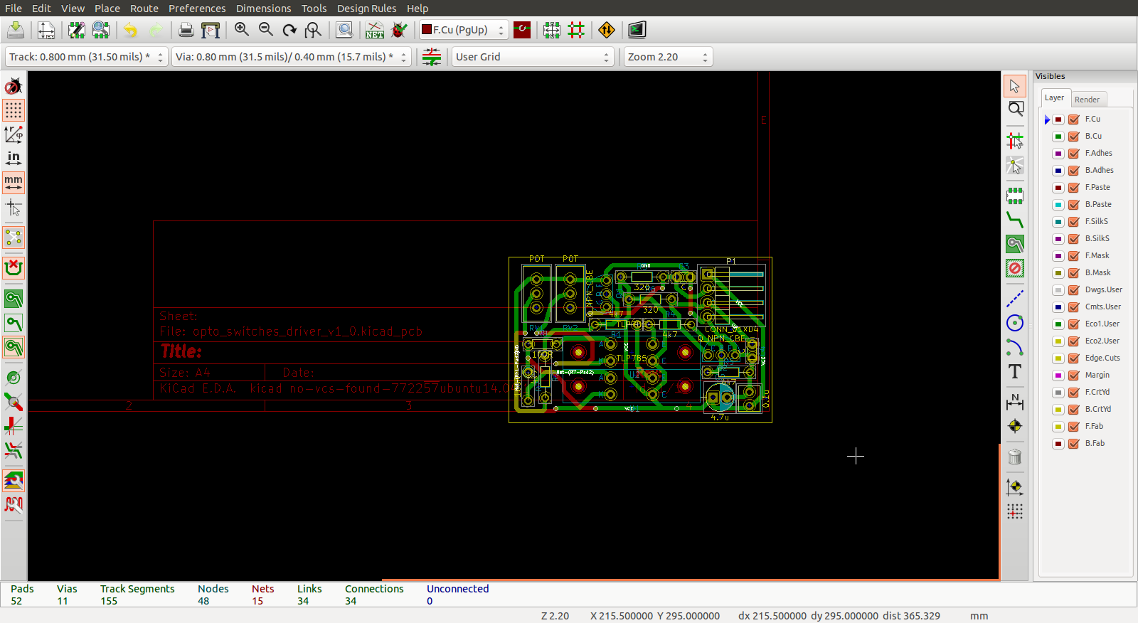 PCB placed at bottom right corner