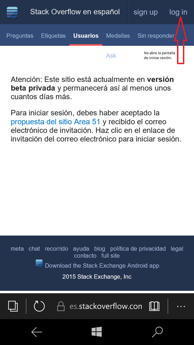 sitio movil de es.stackoverflow.com