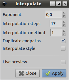 Sample interpolation params dialog