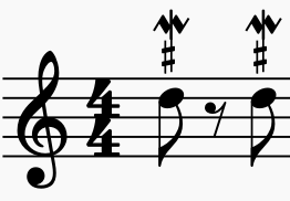 Mordents on D, both with sharps