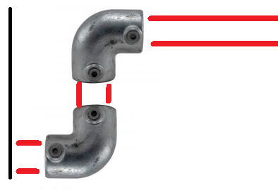 Sketch showing S-bend with OP's parts and some lines