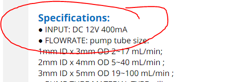 spec, 12V, 400ma