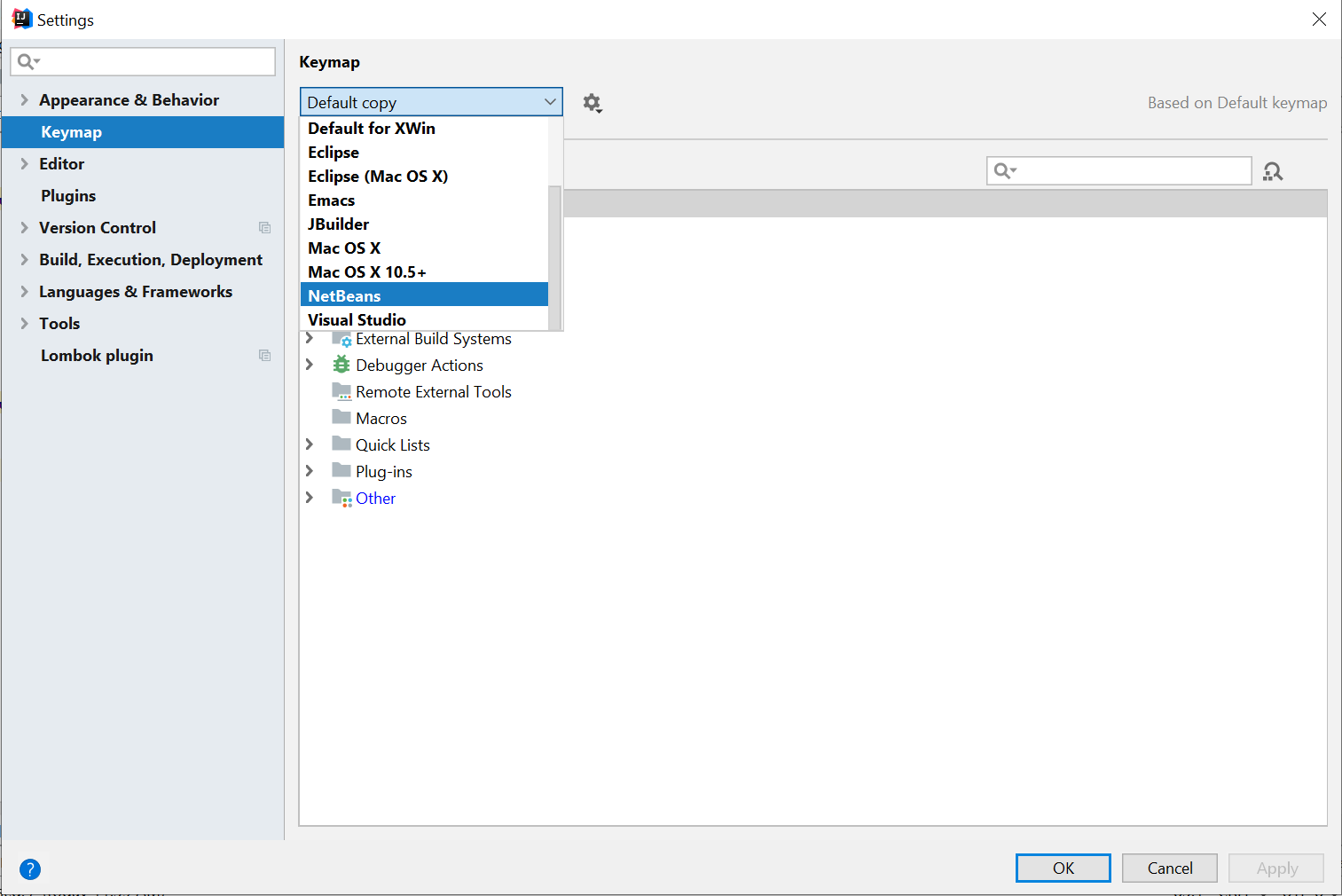 IDEA settings de keymap