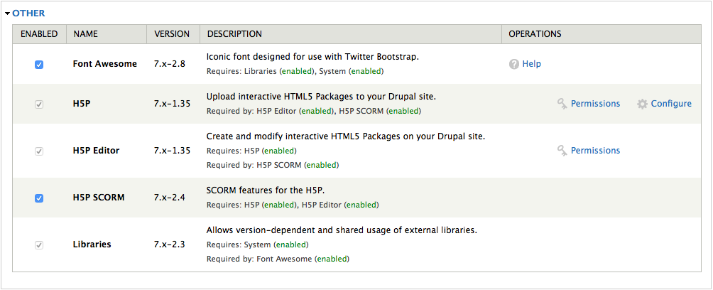 Drupal 7.59 Installed Modules