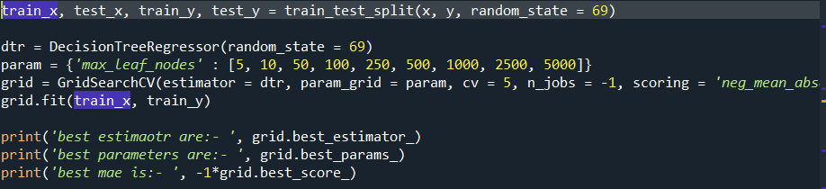 using GridSearchCV to optimize parameter