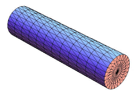 Solid cylinder with triangular mesh