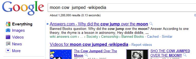 google search for moon and cow