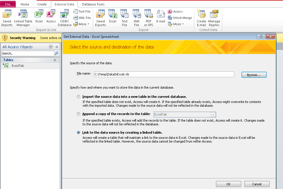 Import Dialouge in Access