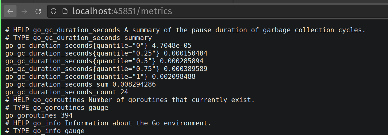 metrics exists using port-forwrding