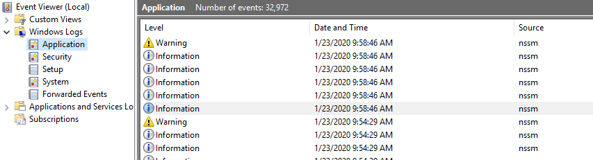 Event Viewer NSSM