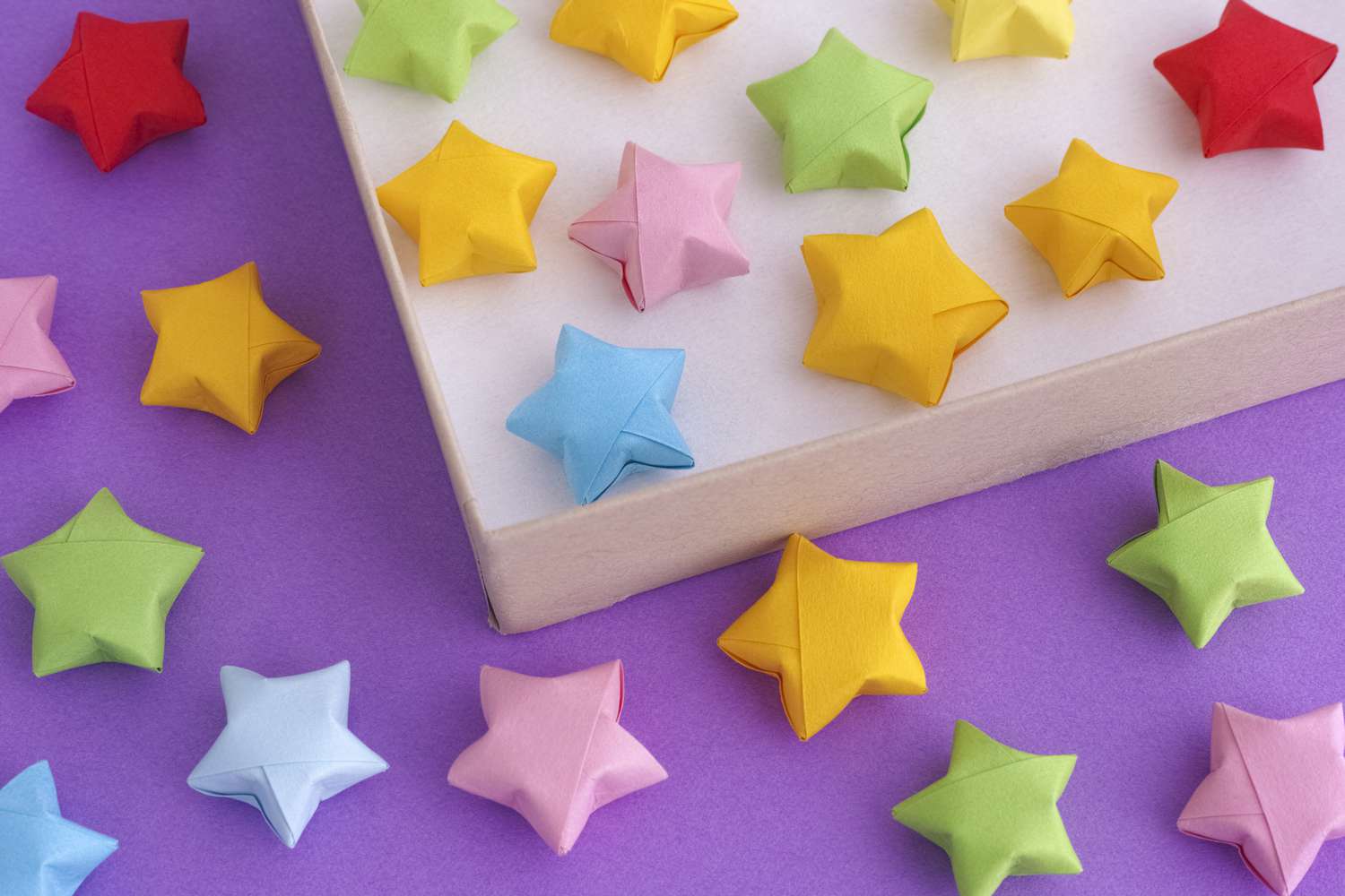 Photo of different colored origami stars