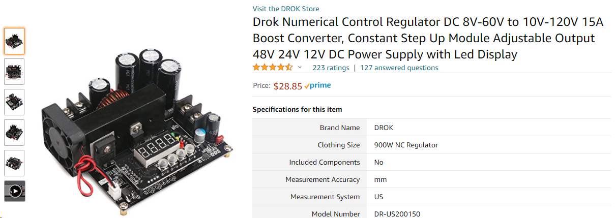 Commerical, inexpensive boost converter on Amazon