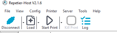 Repetier Host GUI: Connected left side menu