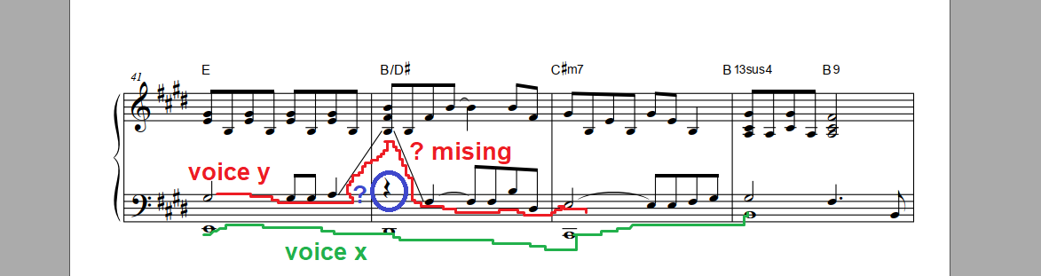 "The Rain", Joe Hisaishi, mm. 41 – 44