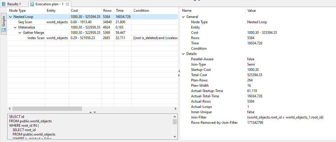 the EXPLAIN of the improved query