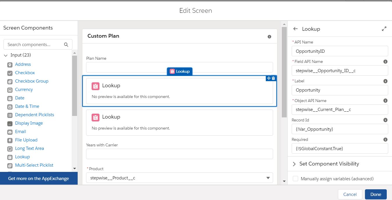 Flow settings for lookup